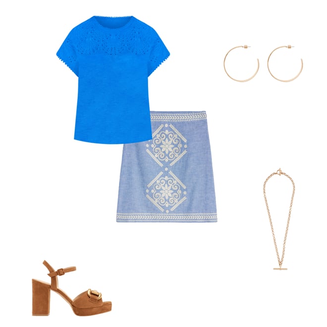 3rd bundle featuring 4 items which compliment Aline Embroidered Linen Skirt-Grey Blue Chambray