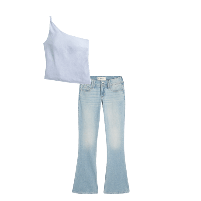 Linen-Blend One-Shoulder Top