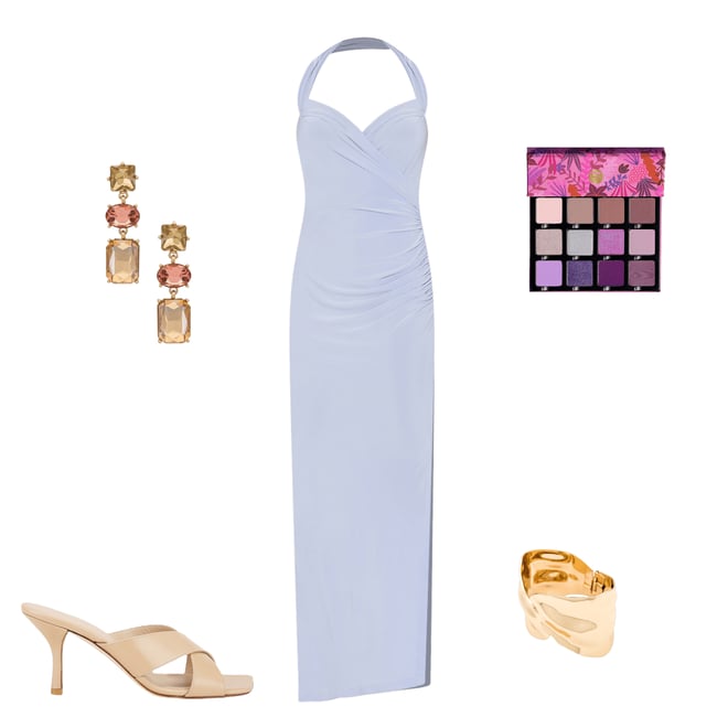 2nd bundle featuring 4 items which compliment x REVOLVE Halter Sweetheart Side Drape Gown