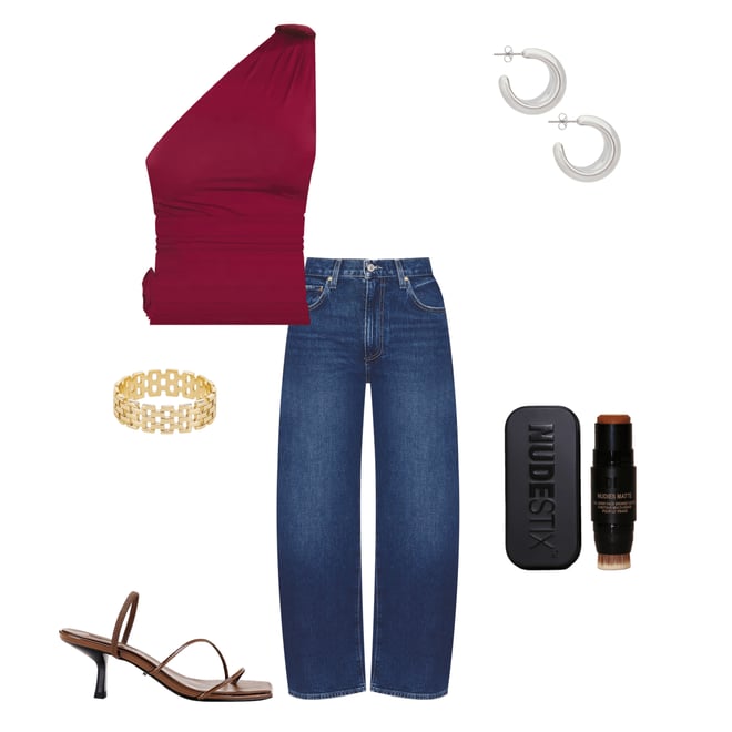 2nd bundle featuring 5 items which compliment Rendezvous One Shoulder Top in Garnet