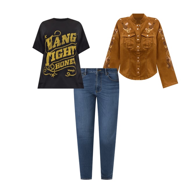 Wrangler x Lainey Wilson Hang Tight Oversized Tee in Hang Tight Honey