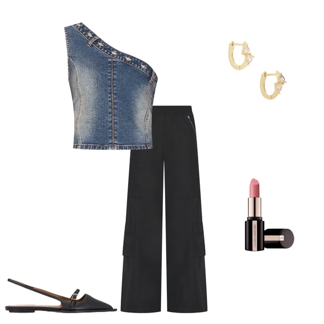 1st bundle featuring 4 items which compliment Party Half Denim Top