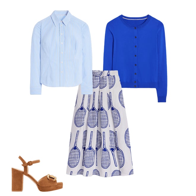 4th bundle featuring 3 items which compliment Saskia Stretch Cotton Shirt-Forget Me Not, Ivory Stripe