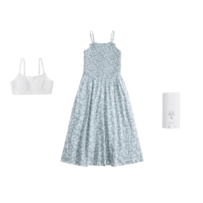 smocked drop-waist maxi dress