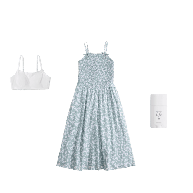 smocked drop-waist maxi dress