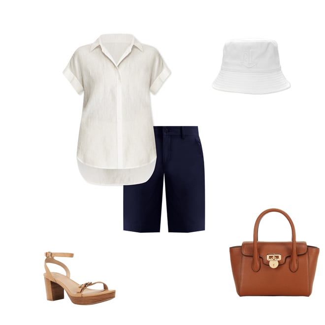 ラルフ・ローレン Lauren Ralph Lauren Linen Dolman-Sleeve Shirt レディース シャツ トップス Navy Lauren Ralph Lauren Linen Point Collar Short Dolman Sleeve