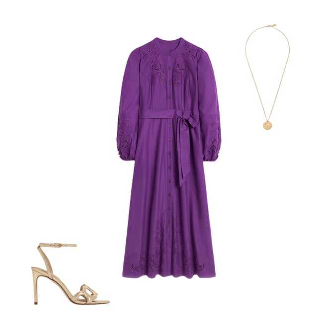 1st bundle featuring 2 items which compliment Mae Linen Blend Shirt Dress-Royal Purple