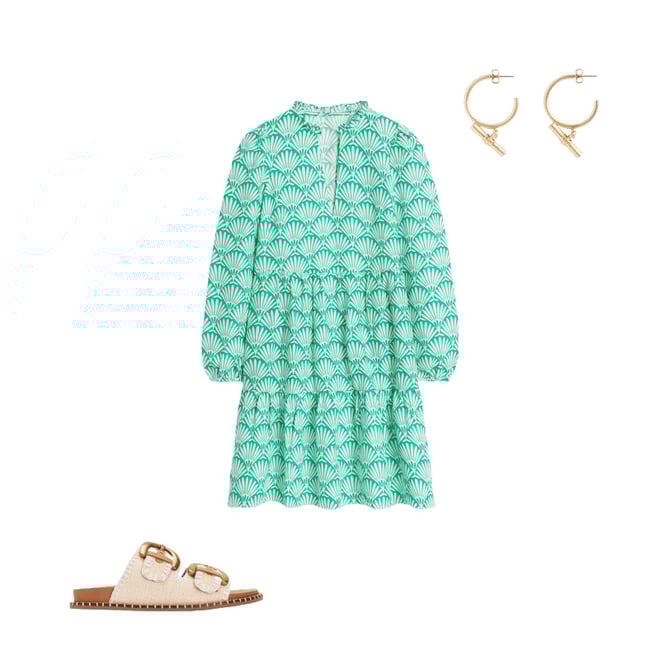 1st bundle featuring 2 items which compliment Esme Linen Short Dress-Aquamarine Blue, Deco Palm