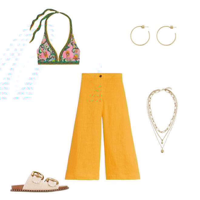 5th bundle featuring 4 items which compliment Wide Crop Linen Pants-Summers Sun Yellow