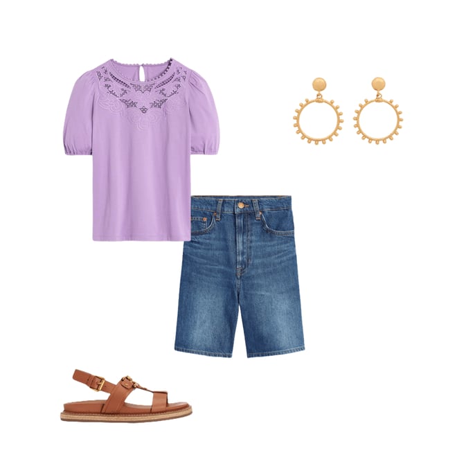 4th bundle featuring 3 items which compliment Cutwork Puff Sleeve T-Shirt, Aster Purple