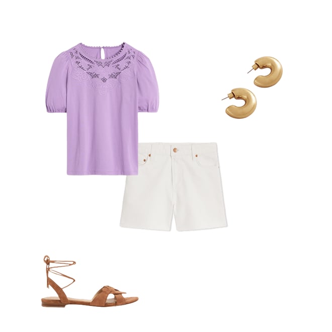 3rd bundle featuring 3 items which compliment Cutwork Puff Sleeve T-Shirt, Aster Purple