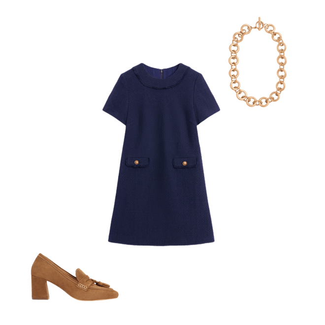 Evita Cotton Shift Dress-Navy | Boden USA