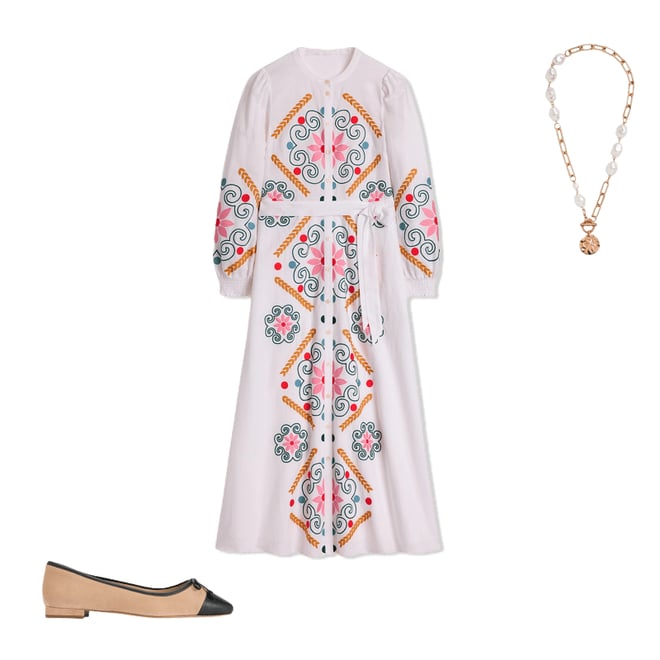 2nd bundle featuring 2 items which compliment Ruby Linen Blend Shirt Dress-White Embroidery