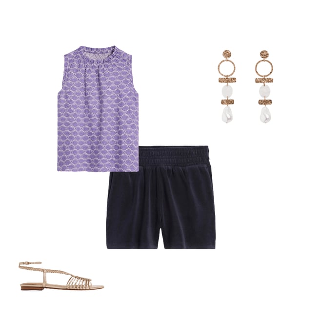 4th bundle featuring 3 items which compliment Smocked Towelling Short-Navy