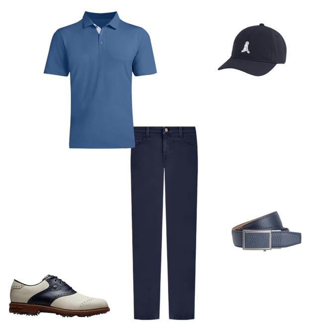 FootJoy Dryjoys Premiere Series Wilcox Golf Shoes - Cream/Navy 54350