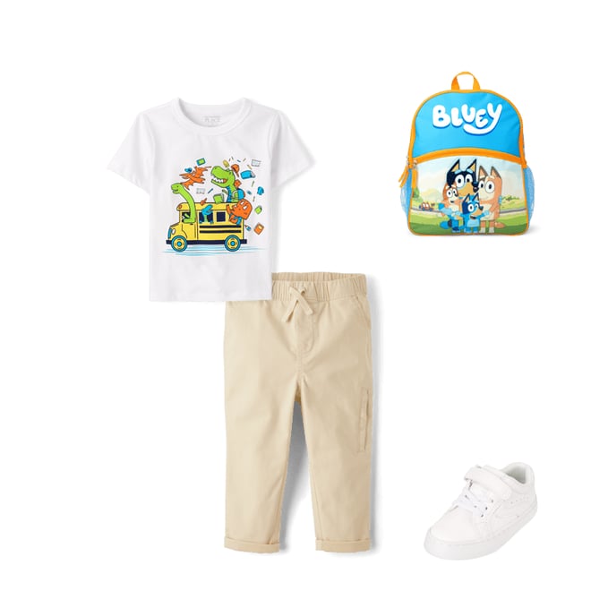 5th bundle featuring 3 items which compliment Toddler Boys Dino School Bus Graphic Tee