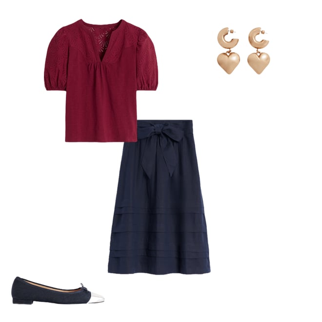 Pintuck Linen Midi Skirt-Navy | Boden USA