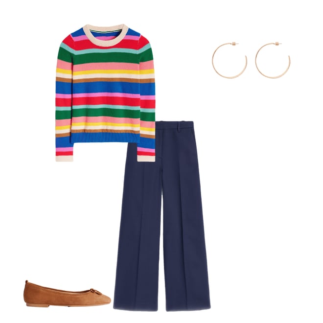 1st bundle featuring 3 items which compliment Callie Crochet Trim Jumper, Bright Rainbow Stripe Large