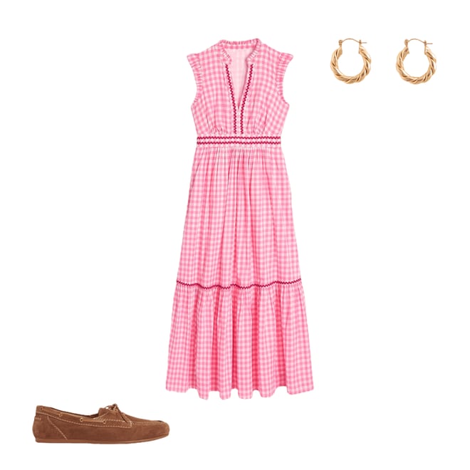 2nd bundle featuring 2 items which compliment Wren Tiered Midi Dress-Salmon Pink Gingham