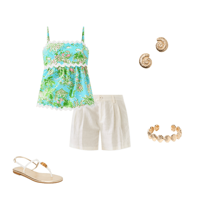 (取寄) リリー ピュリッツァー レディース トップ Lilly Pulitzer women Jaydis Top Multi Via Sunny Sunflowers JAYDIS TOP - MULTI VIA SUNNY SUNFLOWERS - Ocean Palm