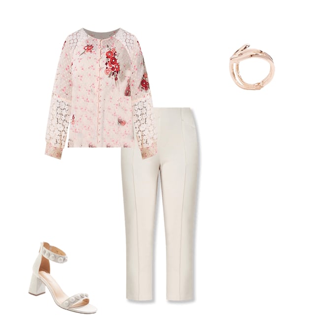 Cato Fashions | Cato Linen Button Heeled Sandals