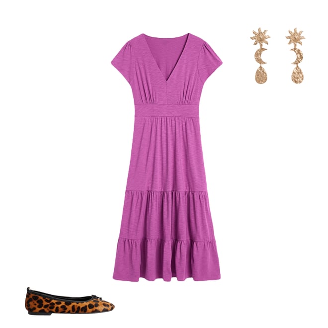 5th bundle featuring 2 items which compliment Eloise Tiered Jersey Dress-Foxglove Purple