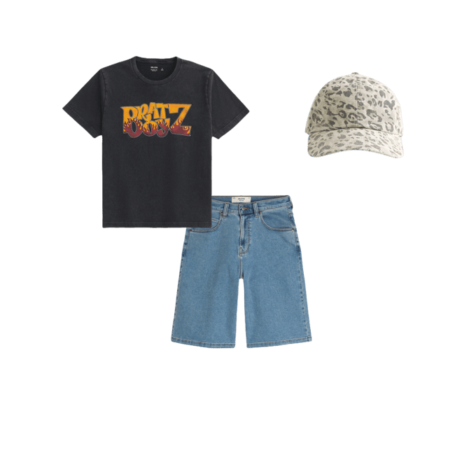 Embroidered Heart Graphic Super Baggy Denim Shorts