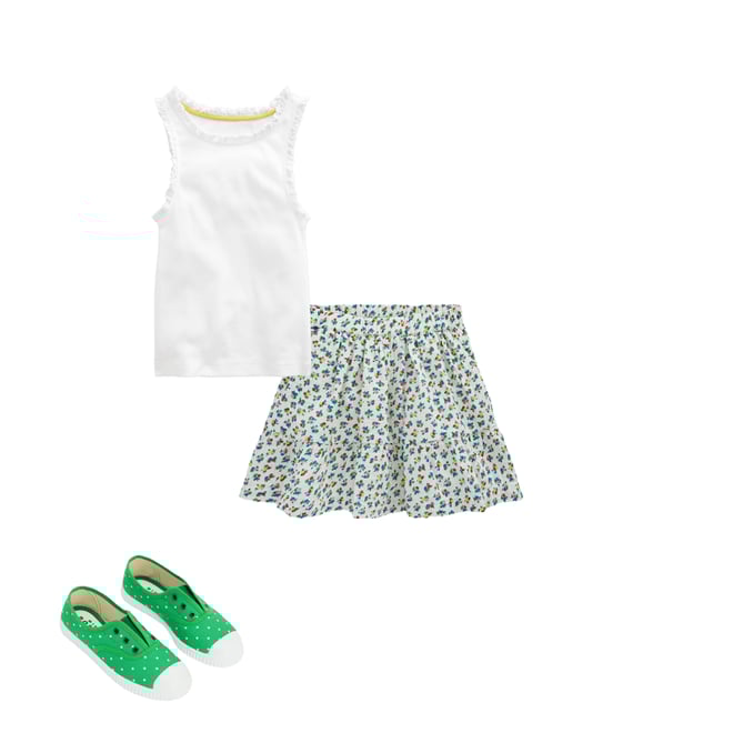 2nd bundle featuring 2 items which compliment Double Cloth Printed Skirt-Soft Ivory Ditsy Floral
