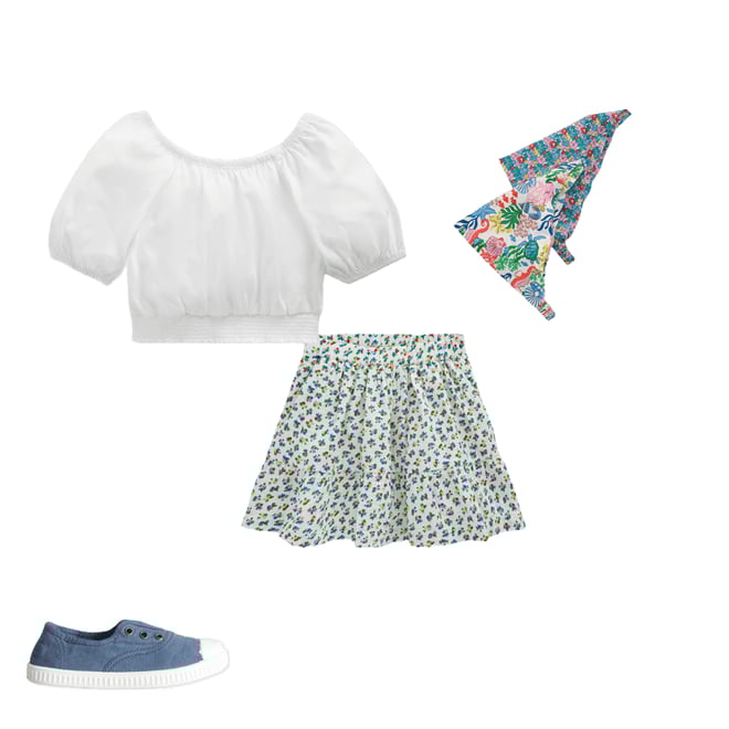 2nd bundle featuring 3 items which compliment Double Cloth Printed Skirt-Soft Ivory Ditsy Floral