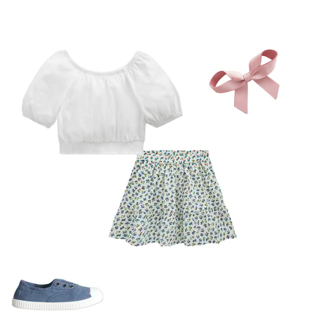 3rd bundle featuring 3 items which compliment Double Cloth Printed Skirt-Soft Ivory Ditsy Floral