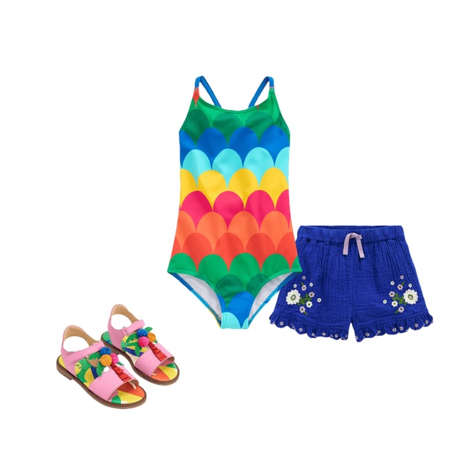 1st bundle featuring 2 items which compliment Selena Rainbow Strap Swimsuit, Multi Scallop Stripe