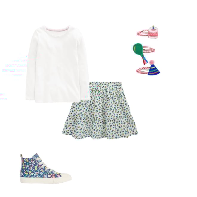 1st bundle featuring 3 items which compliment Double Cloth Printed Skirt-Soft Ivory Ditsy Floral