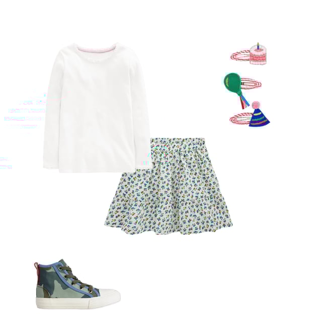 1st bundle featuring 3 items which compliment Double Cloth Printed Skirt-Soft Ivory Ditsy Floral