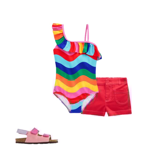 2nd bundle featuring 2 items which compliment Lila One Shoulder Swimsuit-Multi Rainbow Wave