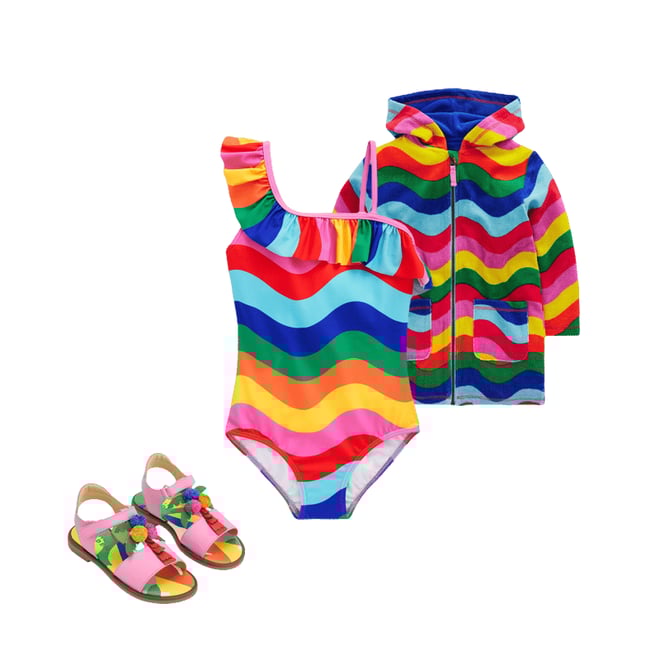 1st bundle featuring 2 items which compliment Lila One Shoulder Swimsuit-Multi Rainbow Wave
