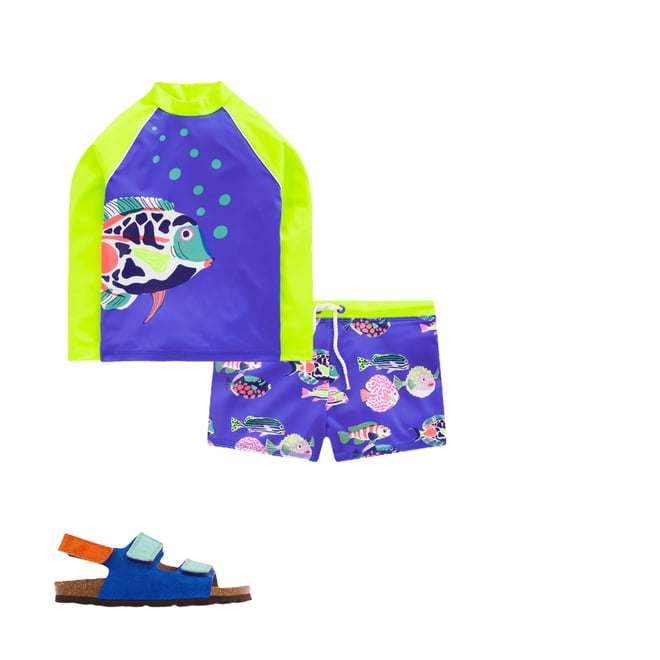 1st bundle featuring 2 items which compliment Swim Trunks-Blue Heron Fish