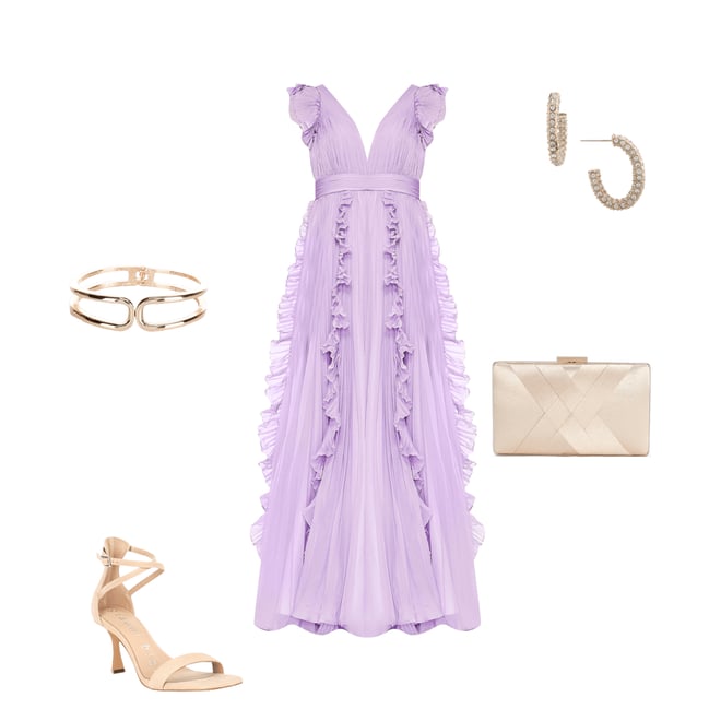 【Mac Duggal】関税なし♪Pleated Ruffle Flowy A Line Gown Mac Duggal Pleated Ruffle Cap Sleeve Deep V-Neck Flowy A