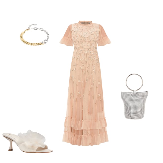 ●Mac Duggal●ティアード フリル スクープネック ドレス Ruffle Tiered Embellished Flutter Sleeve Gown - Mac Duggal