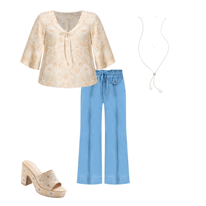  Cato Fashions | Cato Natural Floral Tie Front Top
