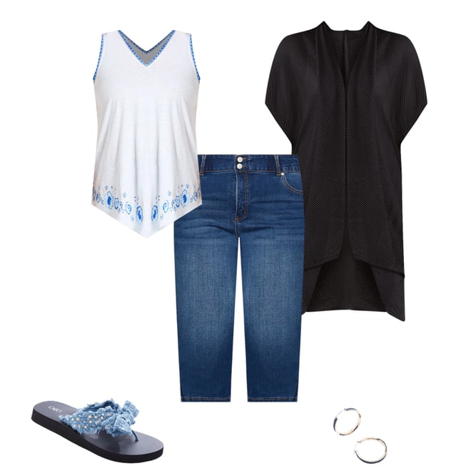 Cato Fashions | Cato Frayed Embellished Denim Flip Flops
