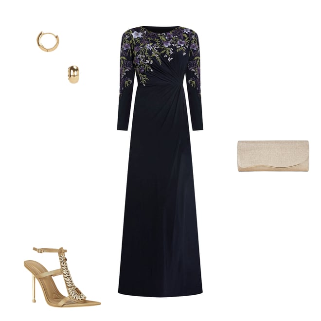 ★Mac Duggal★ Black ノースリーブ クレープ マキシドレス Black Crepe Sleeveless Beaded V Neck Gown With Bow - Mac Duggal