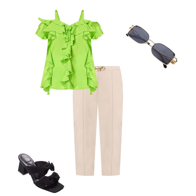  Cato Fashions | Cato Plus Size Lime Ruffled Check Tank