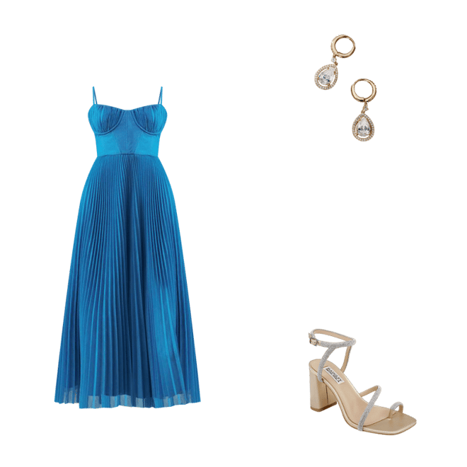 Hutch Amara Bustier Pleated Tulle Fit & Flare Midi Dress