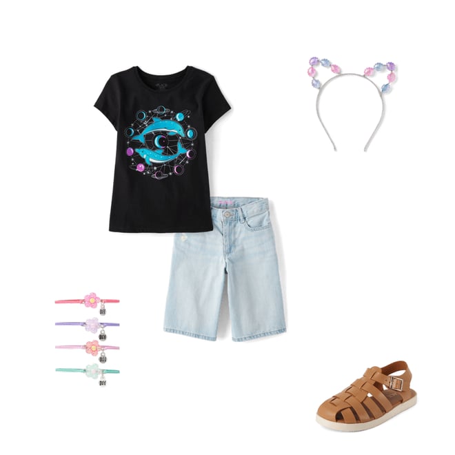 1st bundle featuring 4 items which compliment Girls Dolphin Graphic Tee