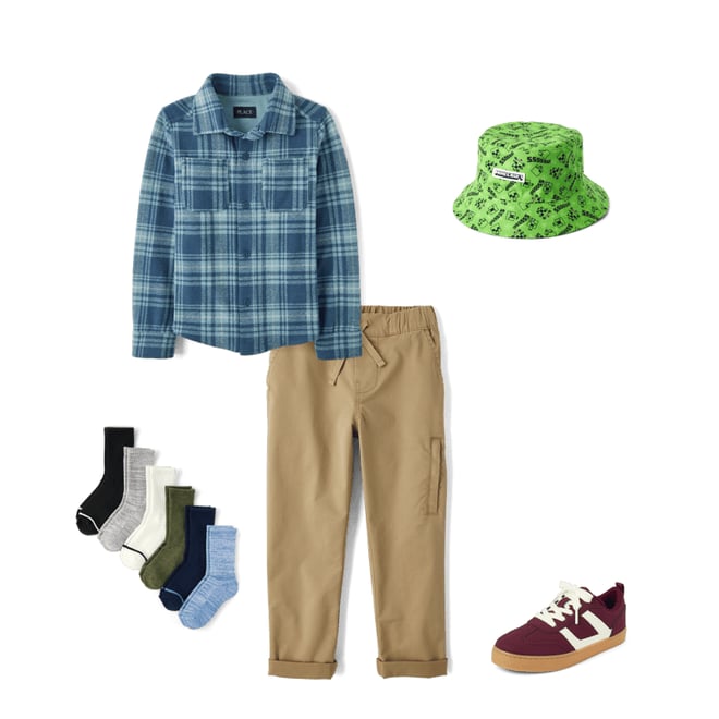 4th bundle featuring 4 items which compliment Kids Cozy Plaid Knit Button Up Shirt