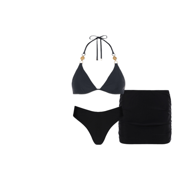 Coco Solid Rouched Skirt in Black | L'AGENCE