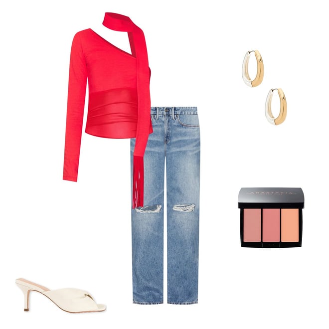 NIIHAI Asymmetric Neck Tie Top in True Red | REVOLVE
