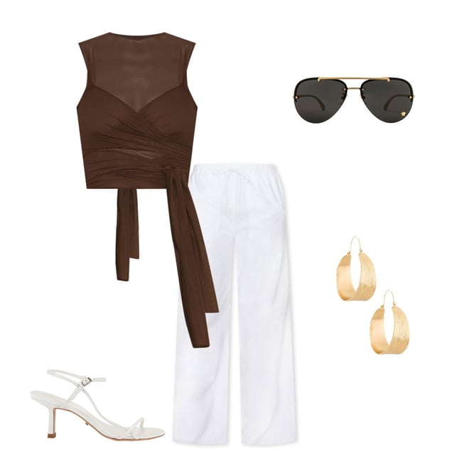 Brown Jersey Tie Top