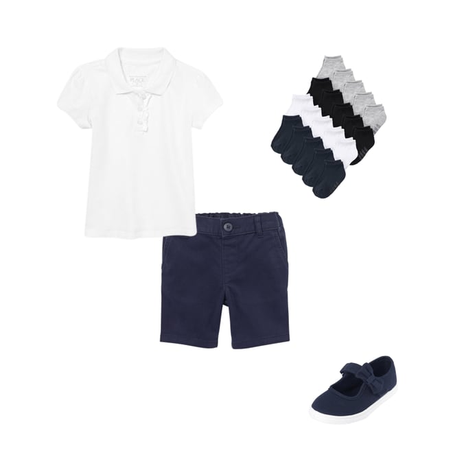 3rd bundle featuring 3 items which compliment Toddler Girls Uniform Stretch Chino Shorts