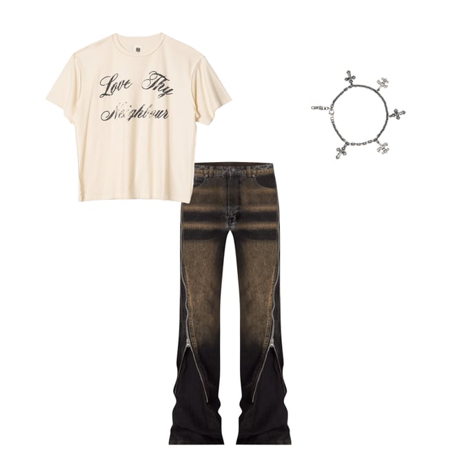タグ付き andwang Washed flare denim pants Washed Flare Denim | MODE SPACE